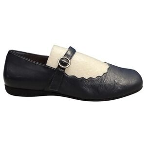 Trotters Sugar Flat Womens 11WW Navy Arch Support Adjustable Buckle Rubber Sole